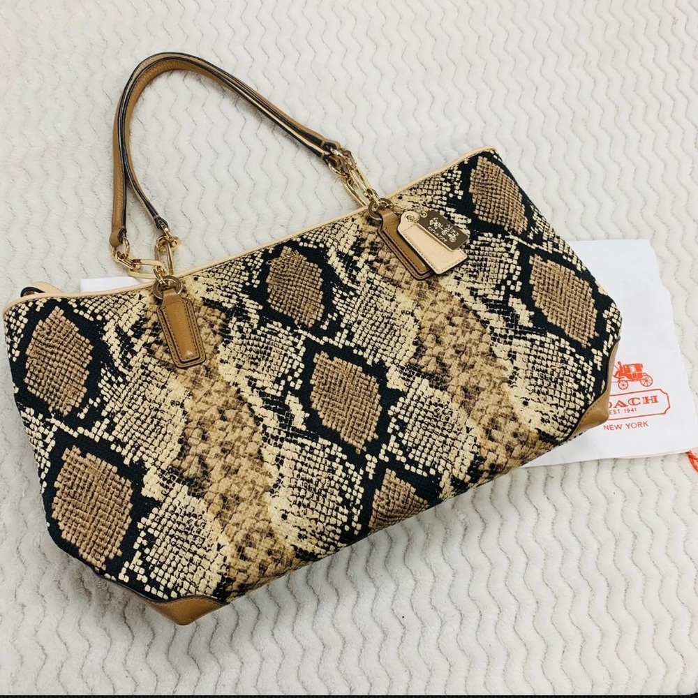 NWOT Coach Madison East West Tote in Python Print